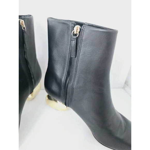 Cult Gaia Mari Black Leather Pointed Square Toe Bootie Knob Ankle Boots 40 10 - Picture 7 of 12